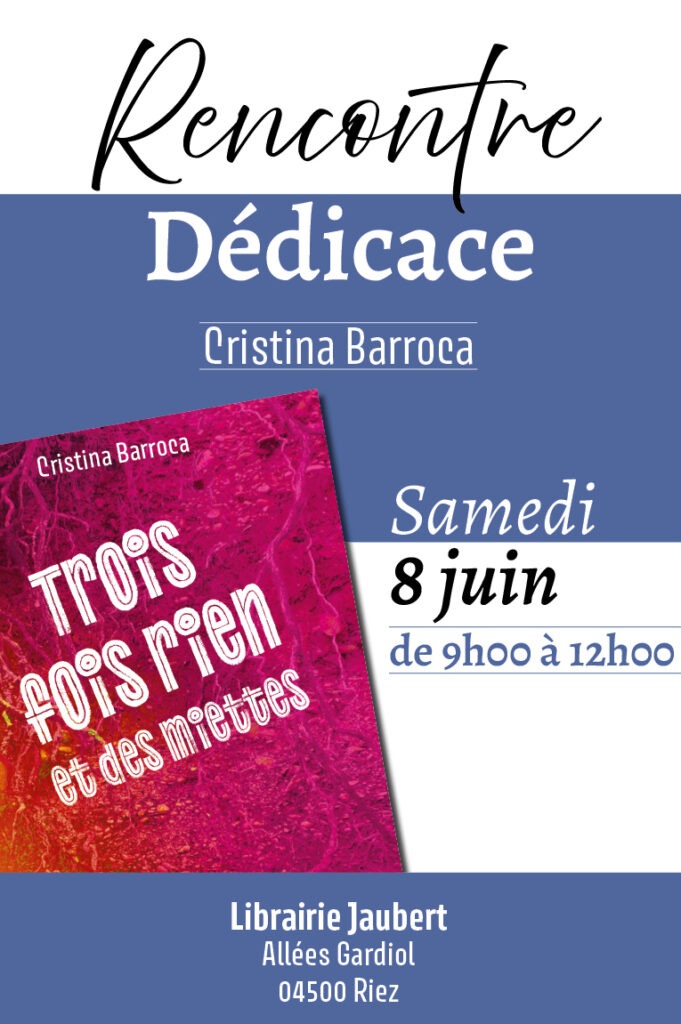 Dédicace du livre à la librairie Jaubert de Riez